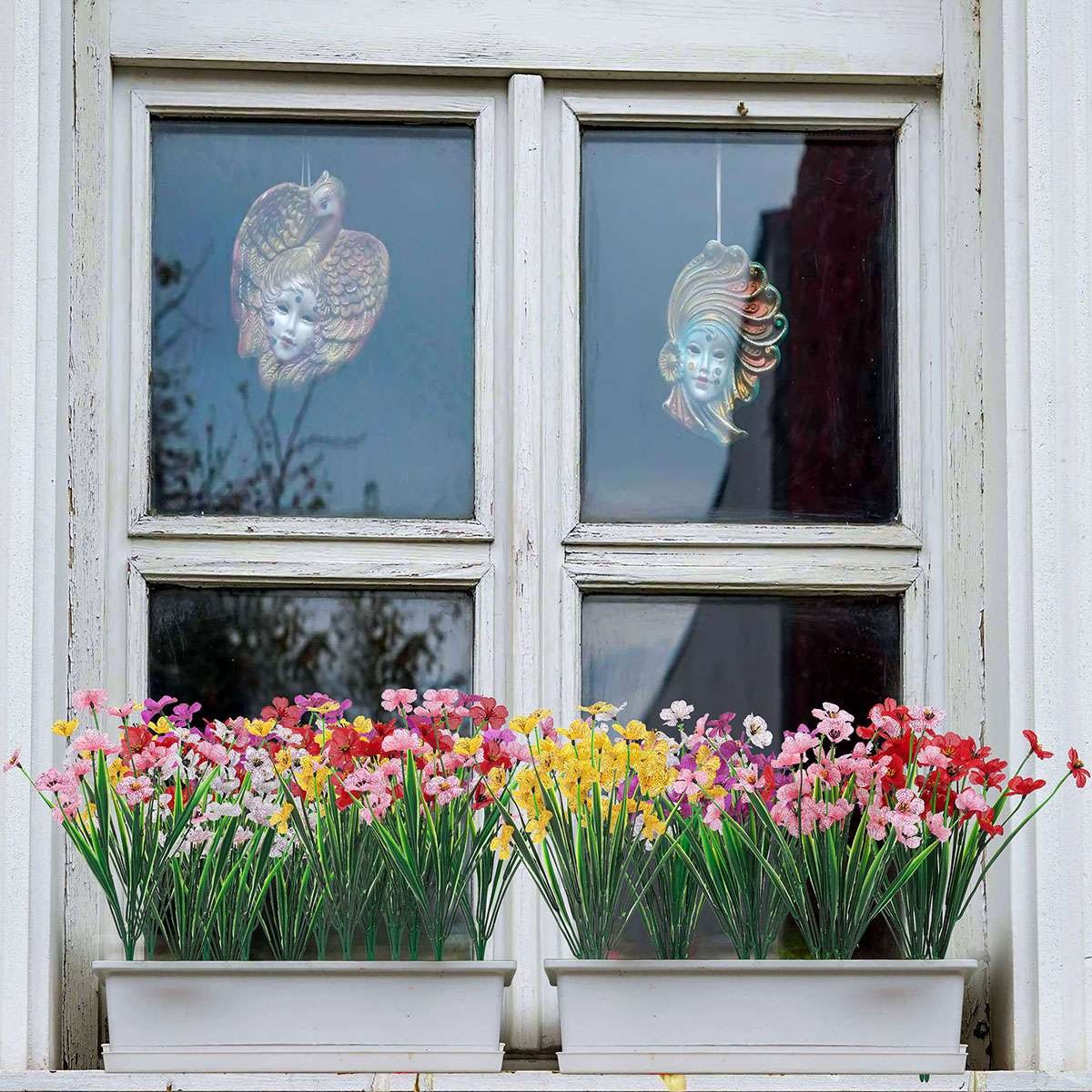 2/4/6 Bundles Artificial Violet Flowers Outdoor UV Resistant Flowers Home Decor