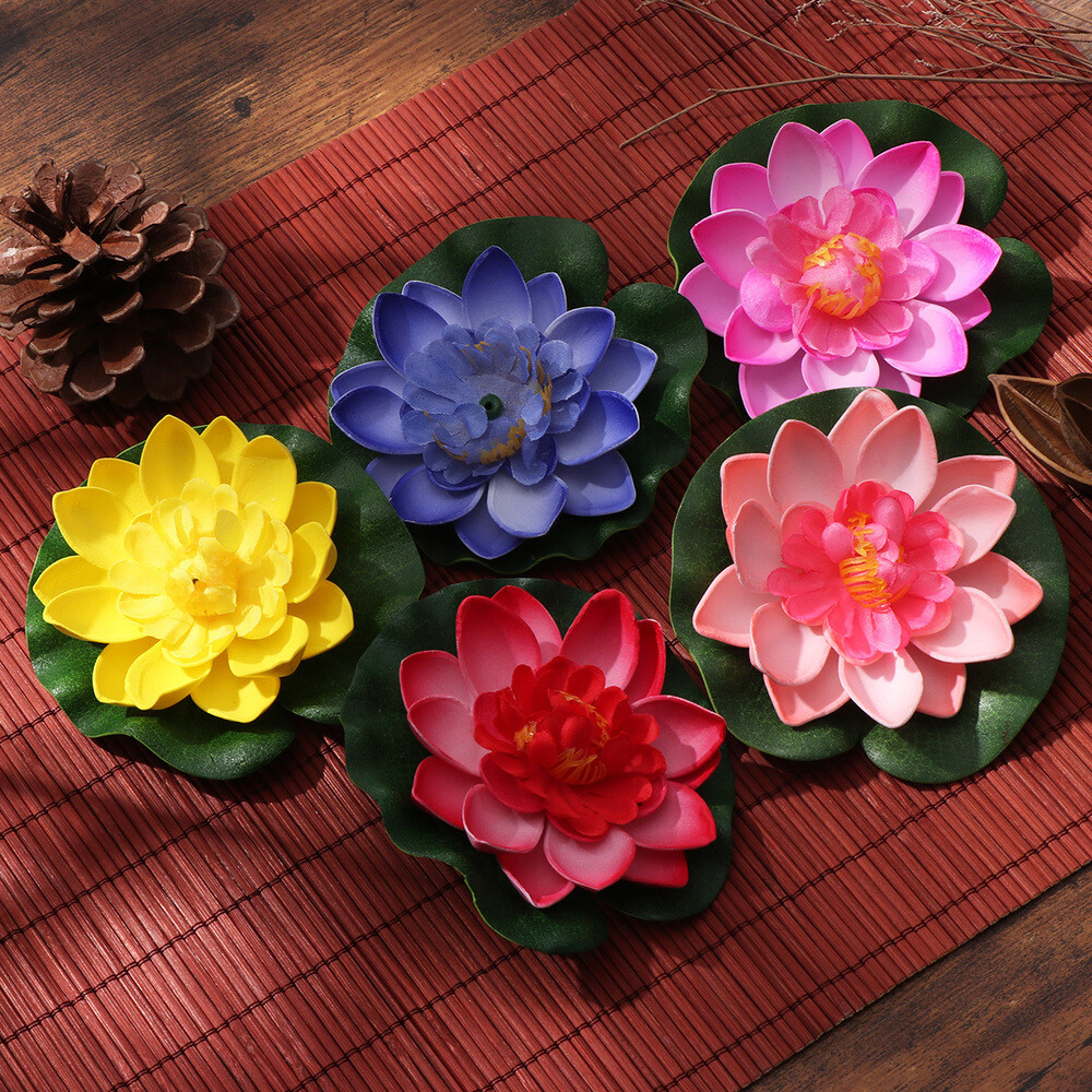 5PC Simulation Plant Artificial Water Lily Pool Float Pond Swimming Pool Decor