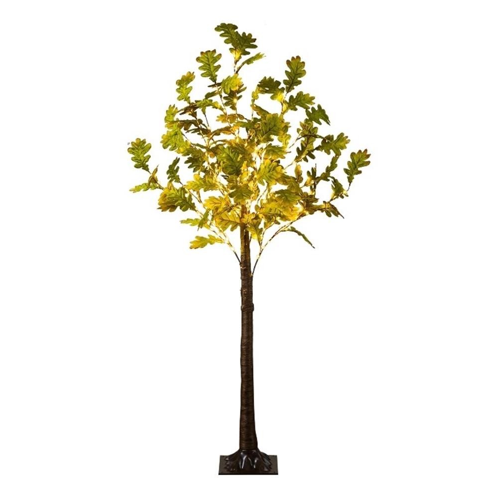 Nearly Natural 6ft Pre-Lit Green Autumn Oak Fall Tree w/ 250 Warm White LED