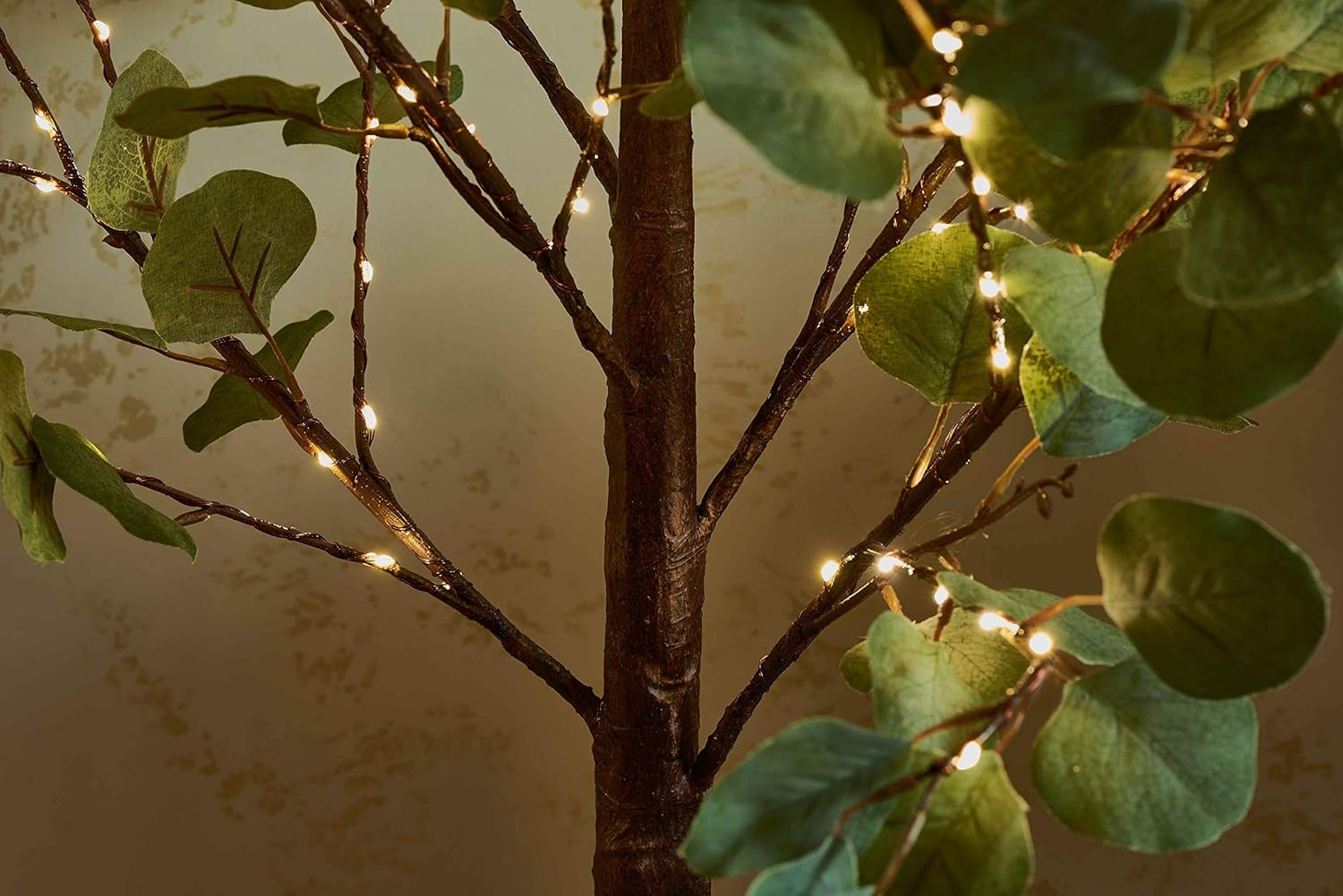 4FT Lighted Eucalyptus Tree with 160 Warm White LEDs for Holiday Decor