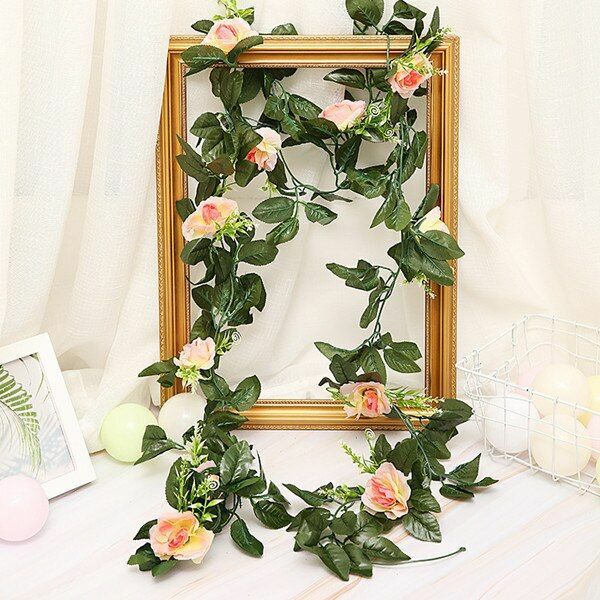 11 Head 2.2m Artificial Rose Garland Silk Flower Vine Ivy Garden Wedding Decor