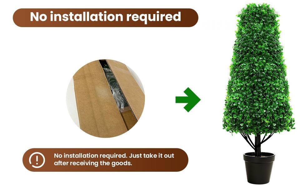 2 PCS 30″ Artificial Boxwood Topiary Trees UV Resistant Topiary Realistic Trees