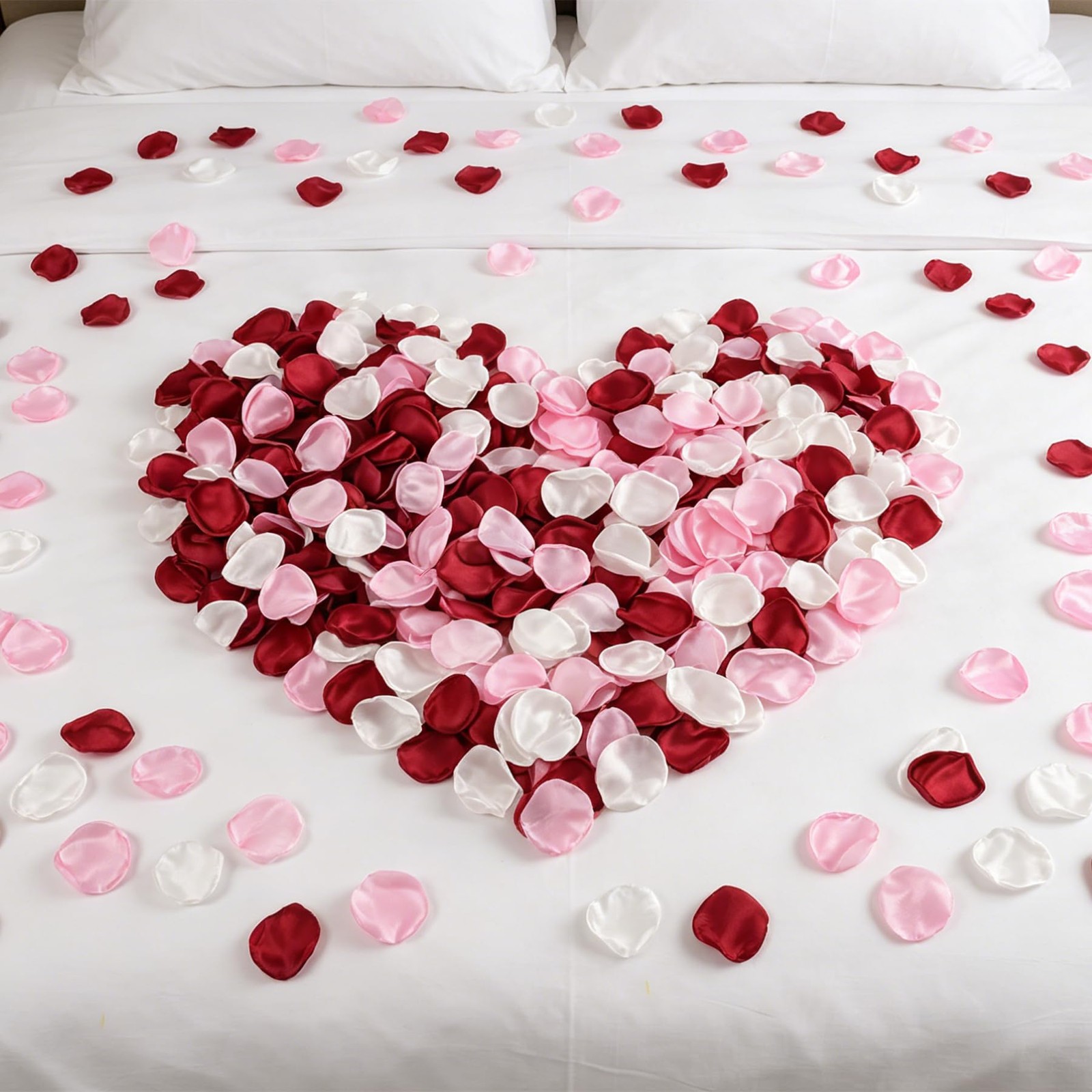 Artificial Silk Rose Petals, Romantic Decor, Red, Pink and White, 1.57-1.77 I…