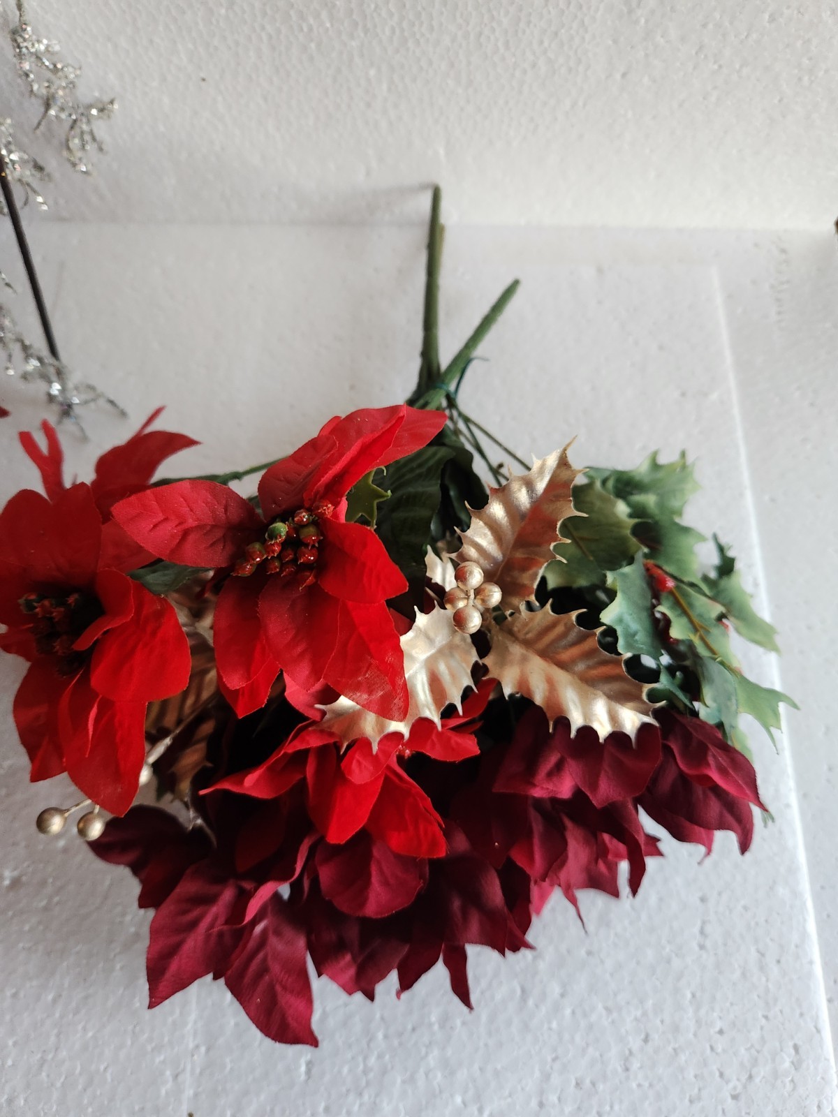 Artificial Christmas Flowers & Bouquets • Poinsettia, Mistletoe Autumn Leaves