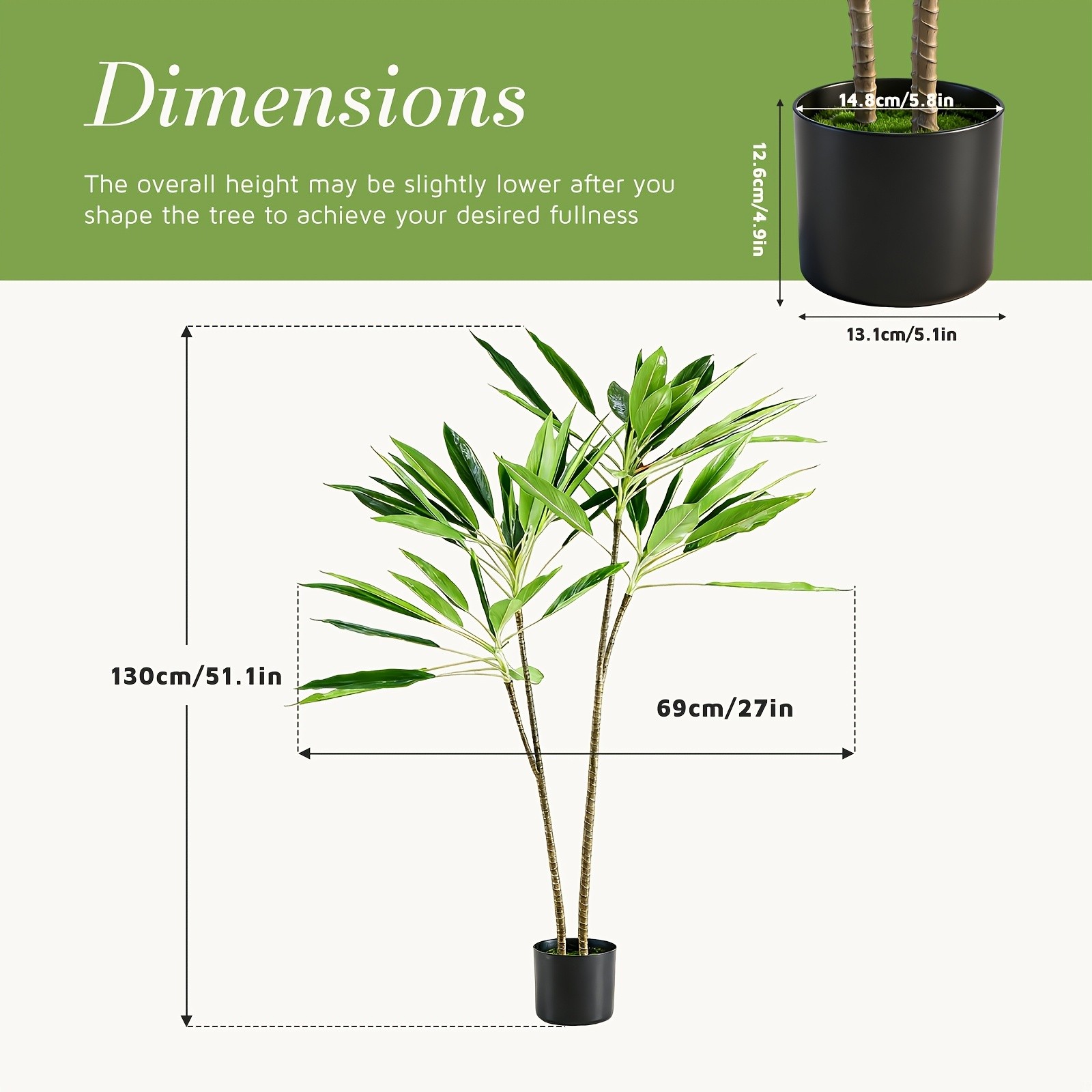 UV-Resistant Artificial Dracaena Tree/Artificial Palm Tree For Indoor/Outdoor