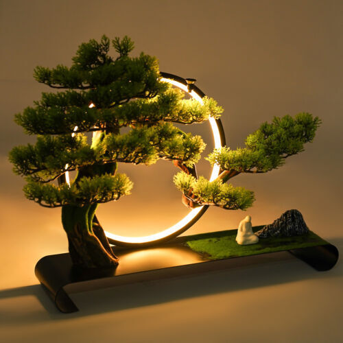 Zen Artificial Pine Tree with Lamp Rings Decoration for Backflow Incense 110V