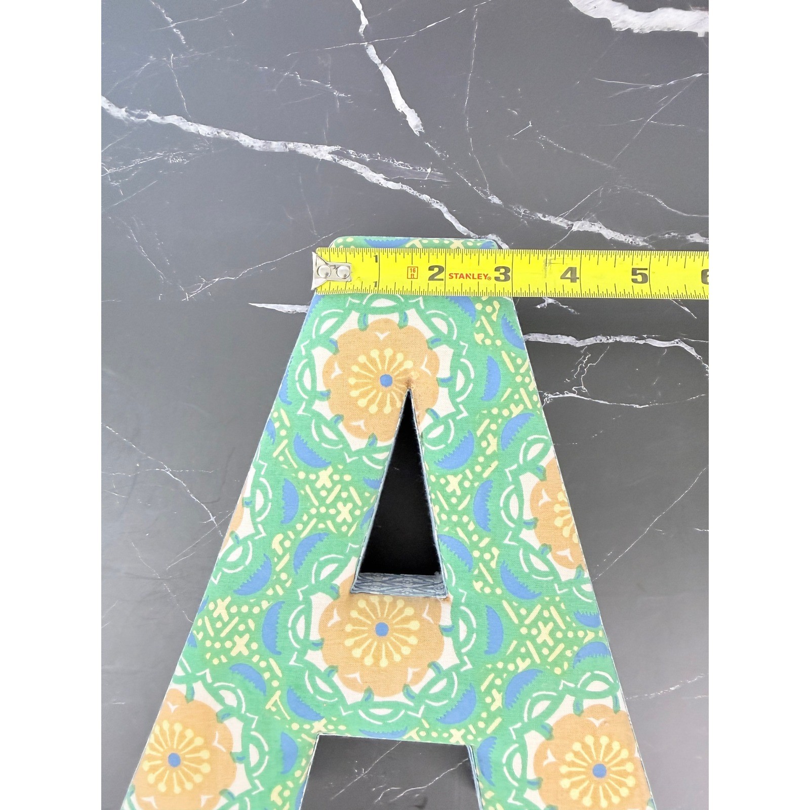 Anthropologie Green Floral 9″ Tall Fabric Letter “A”