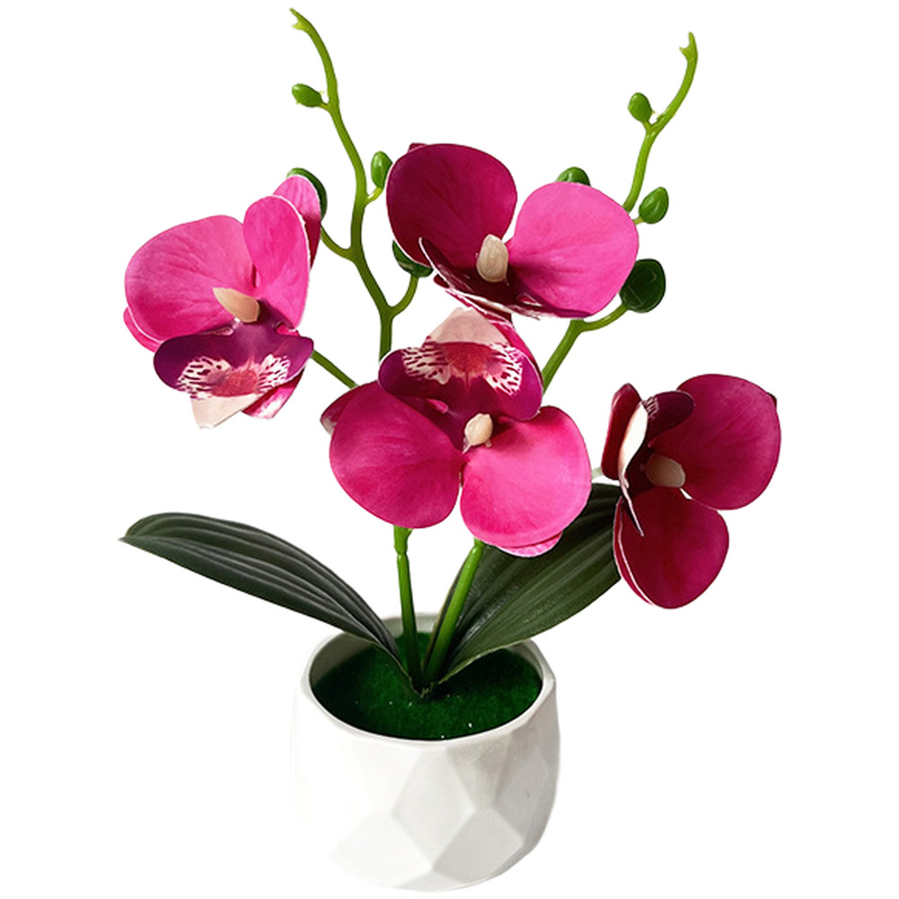 Artificial Butterfly Orchid Potted Plant with Diamond Base for Styling Use