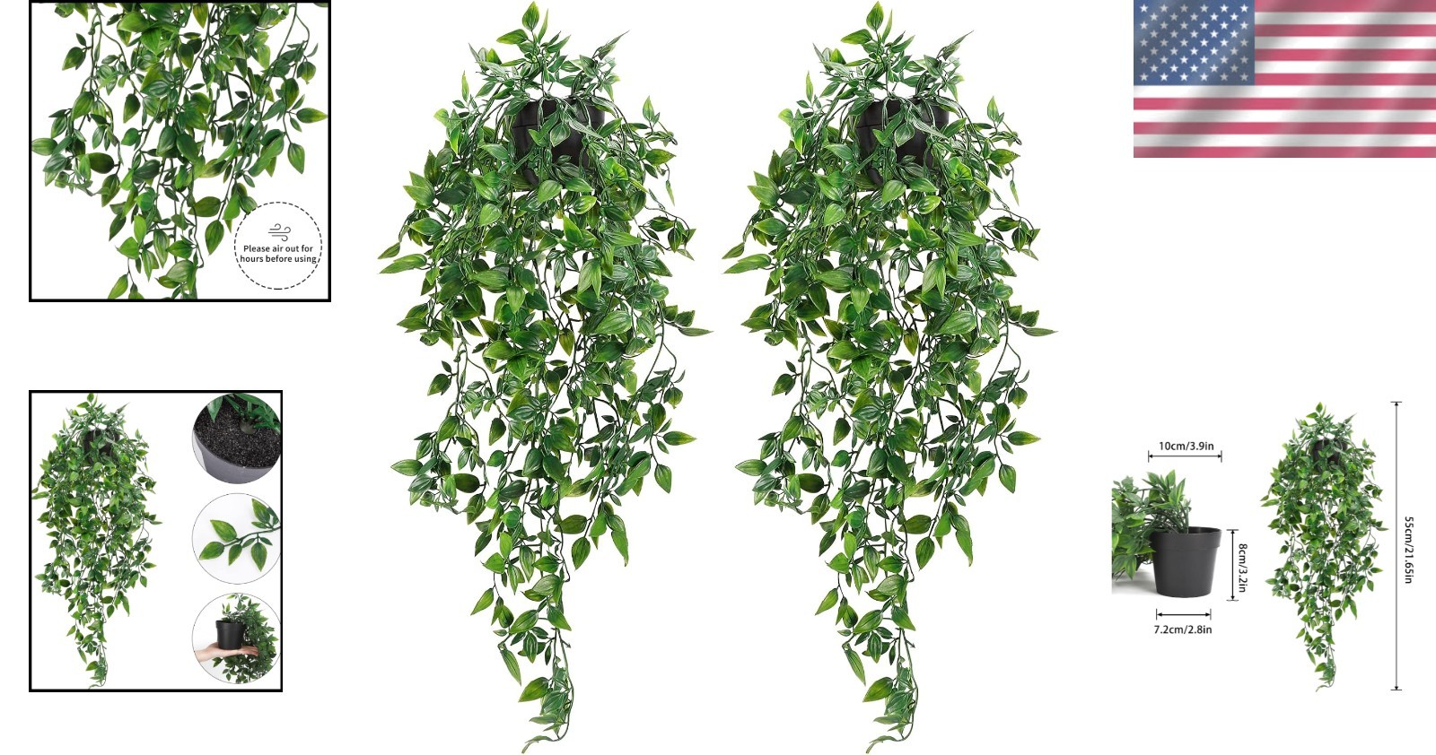 Indoor Outdoor Artificial Plants, 2 Pack for Shelf Display^