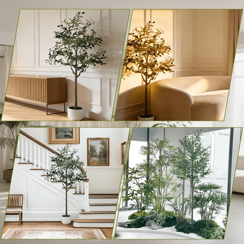 5/6FT Artificial Olive Tree, Faux Olive Tree with Realistic Leaves & Olives