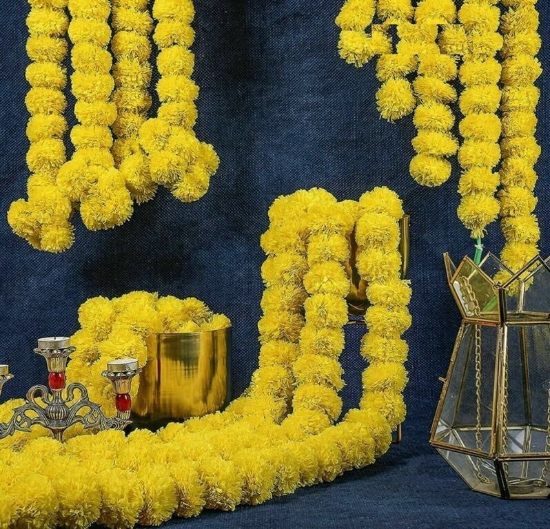 Indian Handmade Artificial Flower Garland Home Wedding Decorative 5 Ft Long Vine