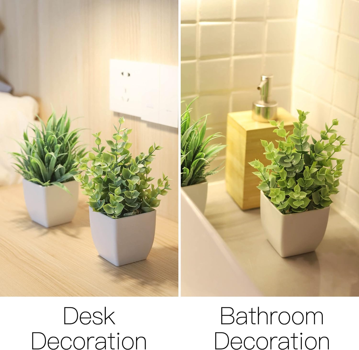 2 Pack Small Fake Plants Mini Artificial Potted Plants for Table Desk Home Laund
