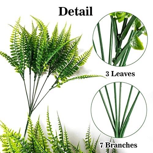 10PCS Fake Fern Outdoors – Ferns Artificial Plants for Outdoor Ferns That Look