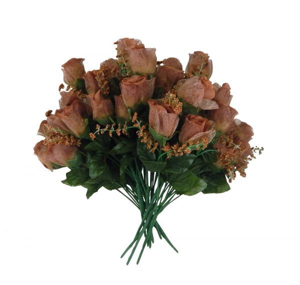 Fairy Rose Bud Bush Pack of 12 14in Coffee