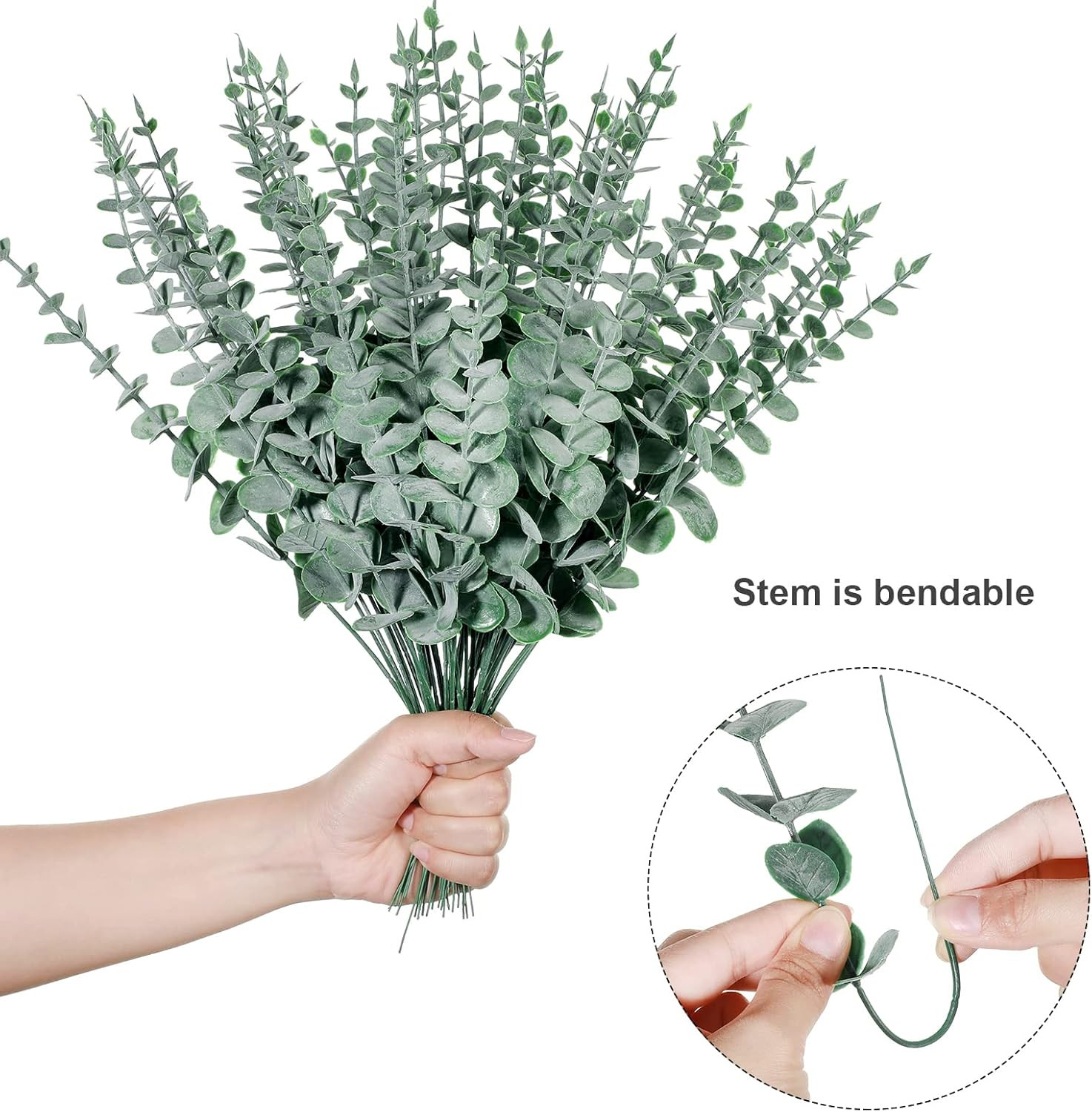 100 Pcs Eucalyptus Stems Faux Greenery Artificial Eucalyptus Leaves Decor Greene
