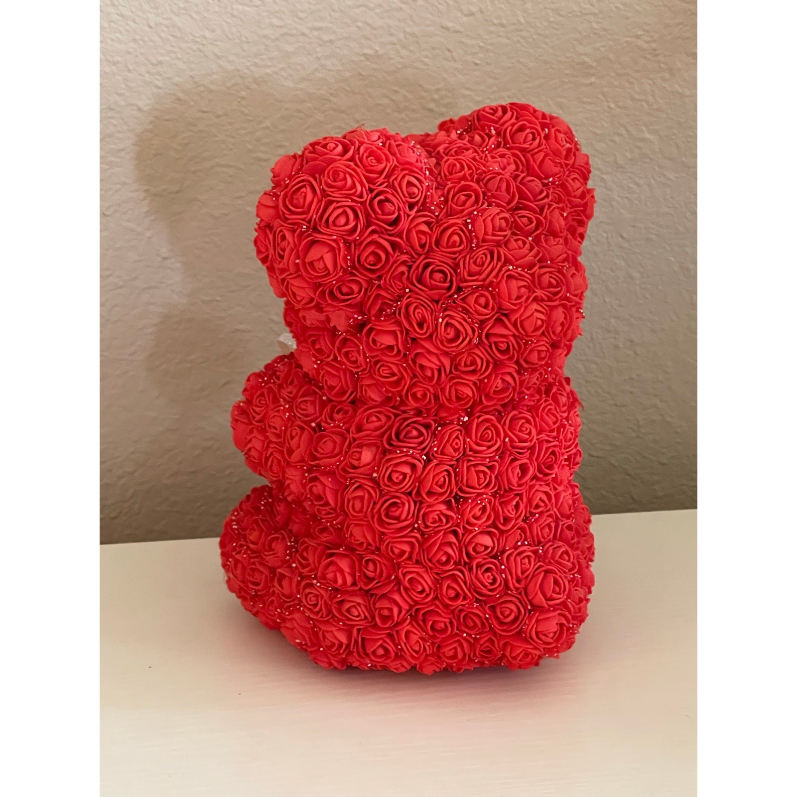 Handmade By Me Hot Red Rose Bear With Eyes