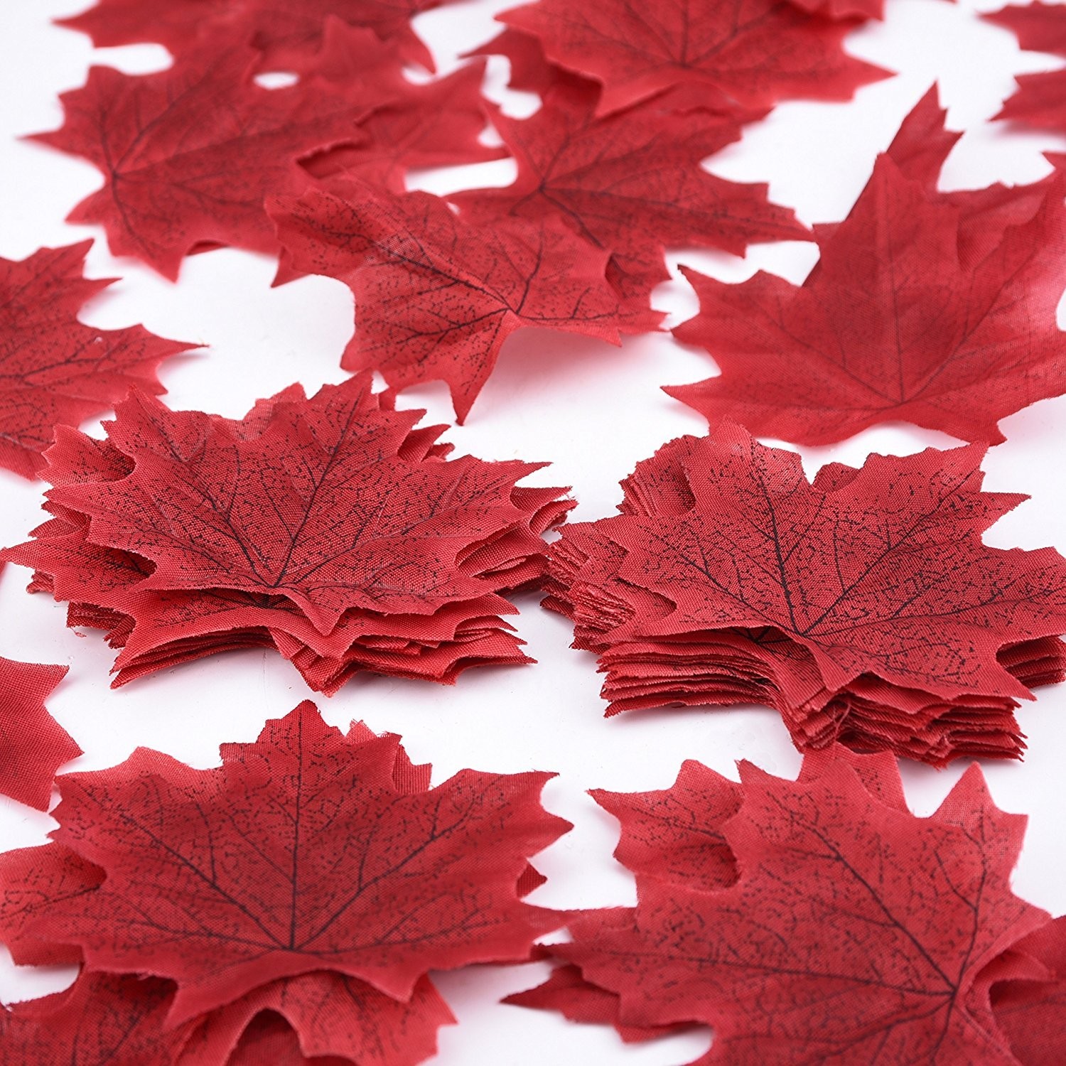 Whaline 300 Pieces Fall Artificial Maple Leaves Faux Autumn Colored Mixed Fake