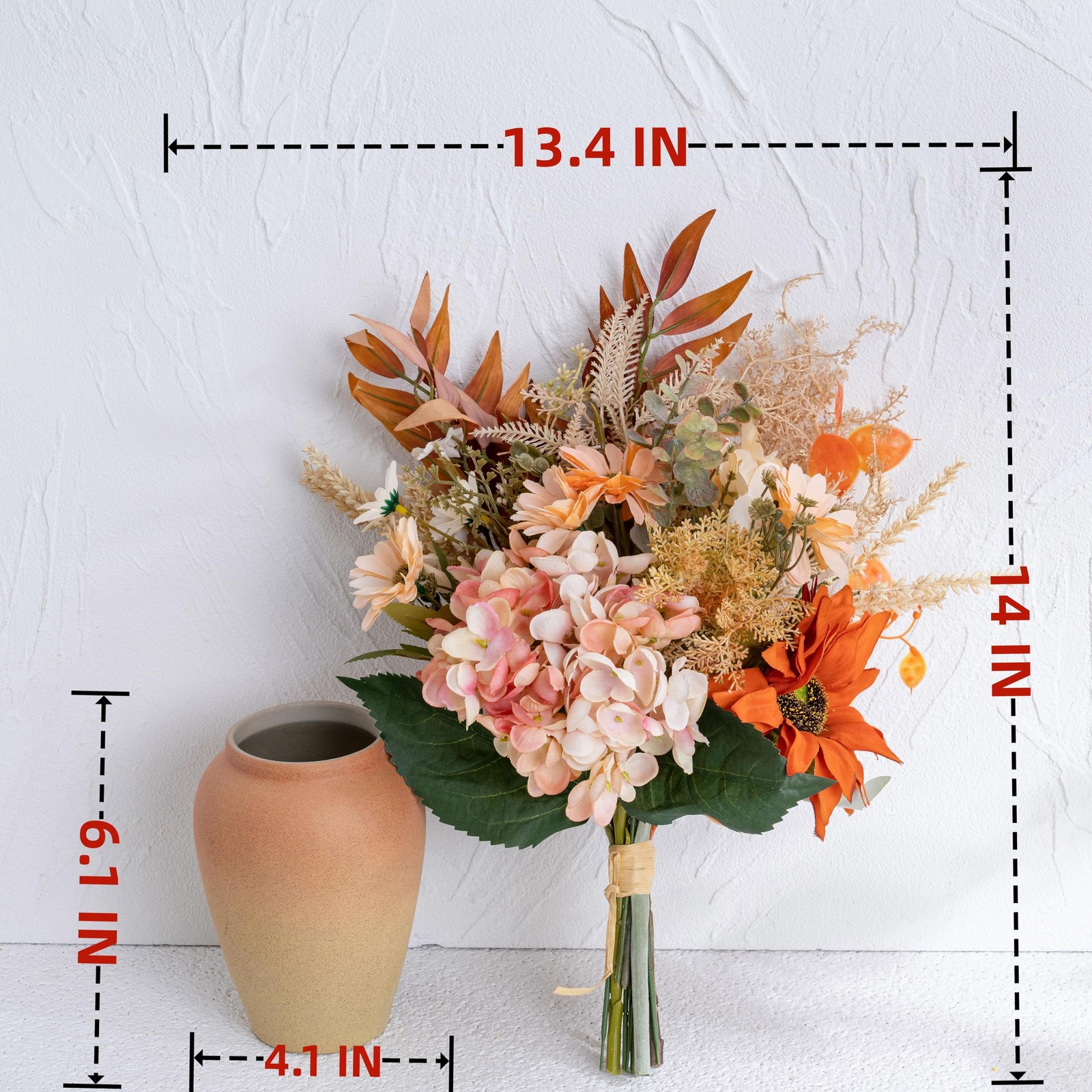 Artificial Fall Flowers Bouquet With Vase Faux Daisy Sunflower Table Centerpiece