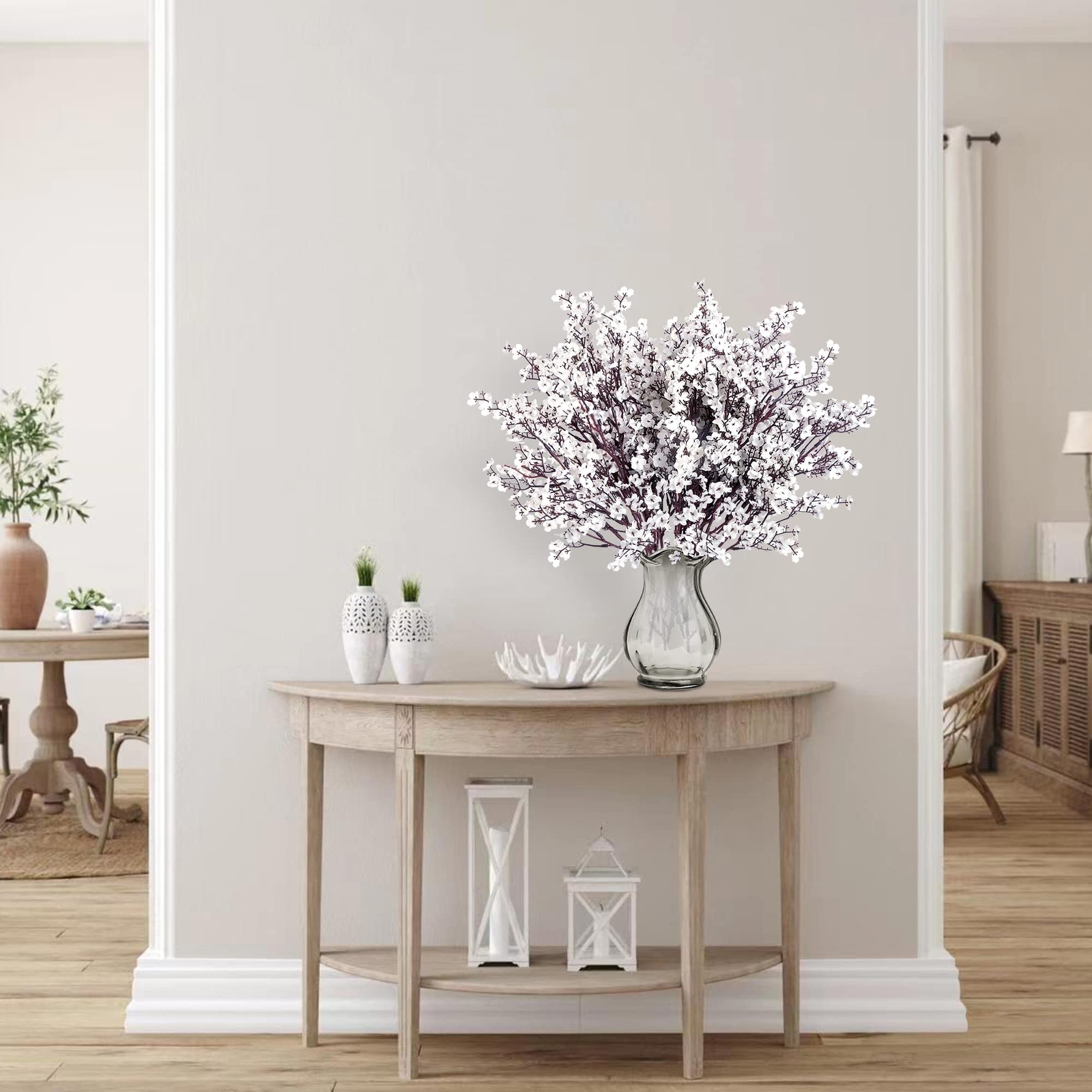 White Babys Breath Artificial Flowers 6 Pcs Real Touch Gypsophila Bouquets