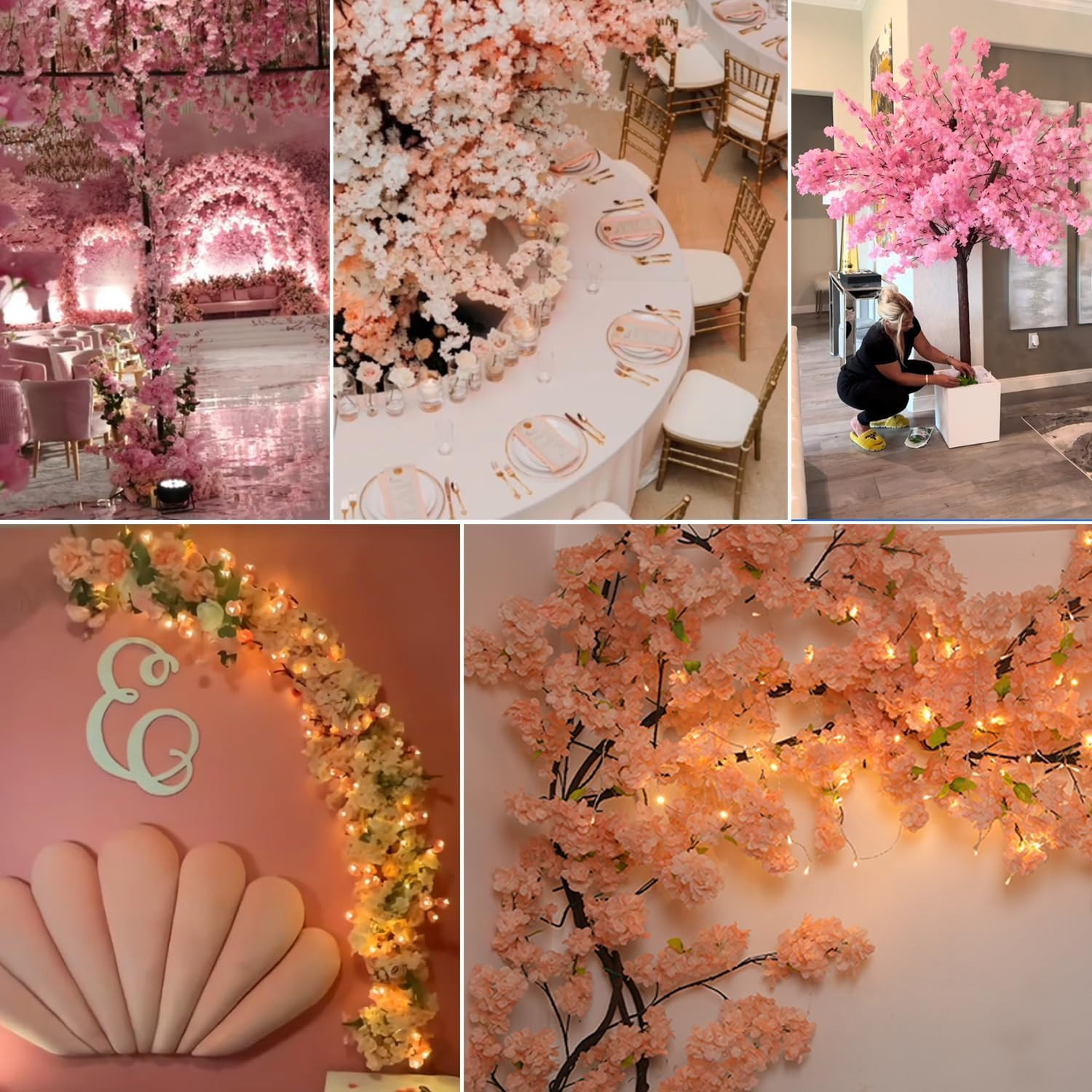 Champagne Pink LED Cherry Blossom Tree – 4ft x 6.5ft for Home & Party Decor