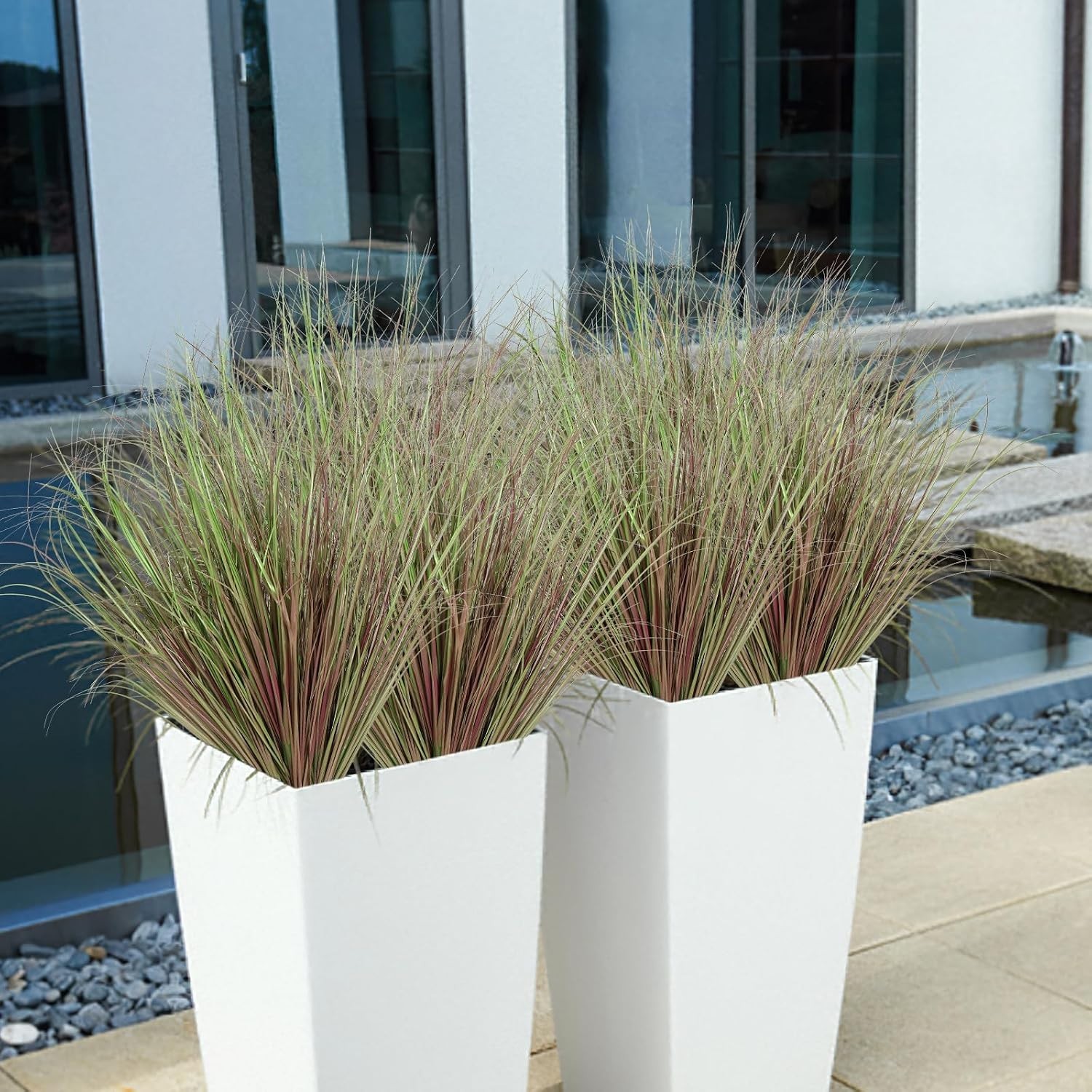 Vibrant Purple Fake Wheat Grass – 12 Bundles for Effortless Indoor/Outdoor Flair