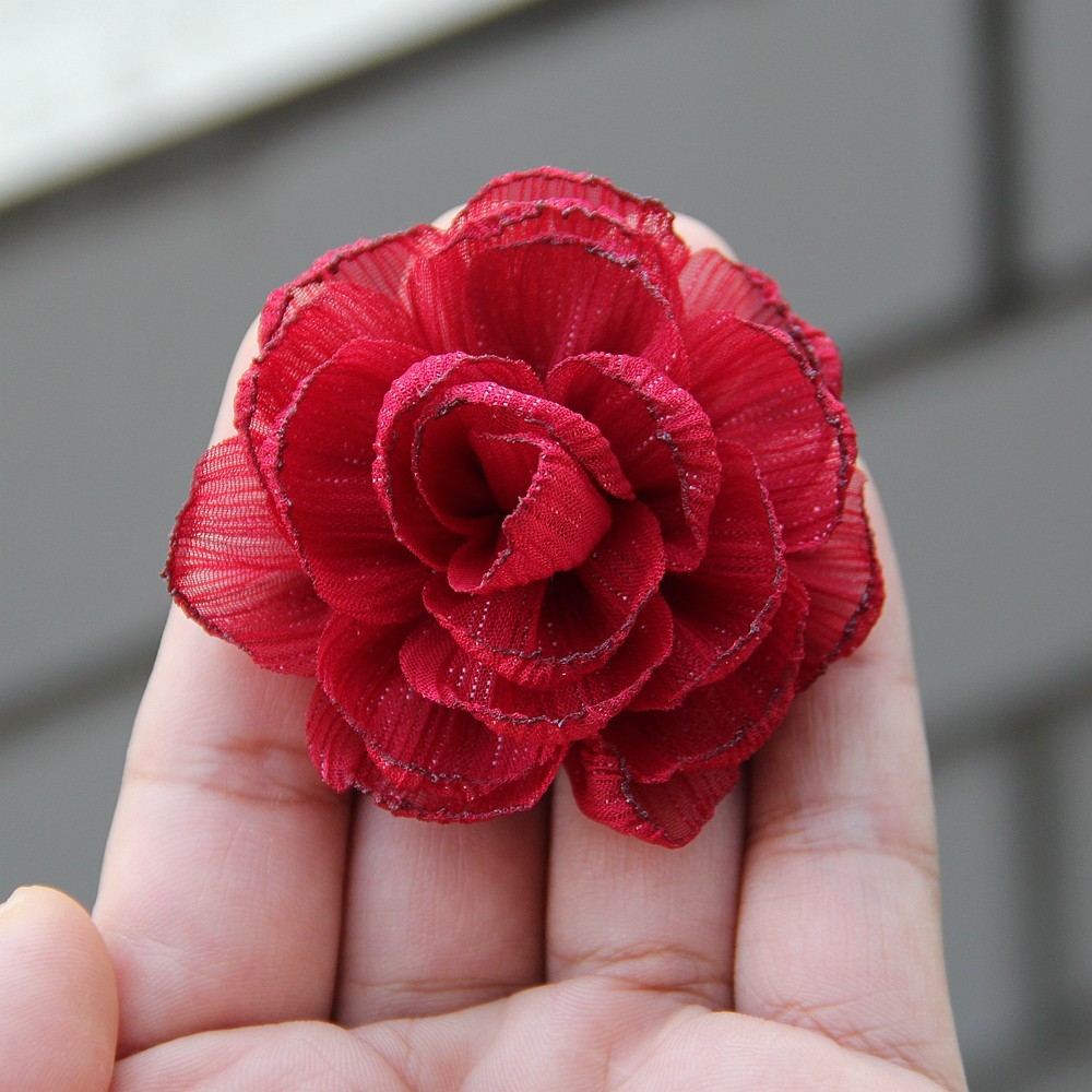 6cm Rose Camellia Chiffon Fabric Flower For Wedding Invitation Artificial Flower