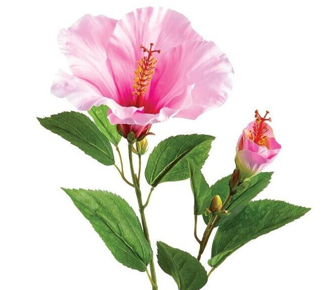 Large Pink Hibiscus stem silk flowers
