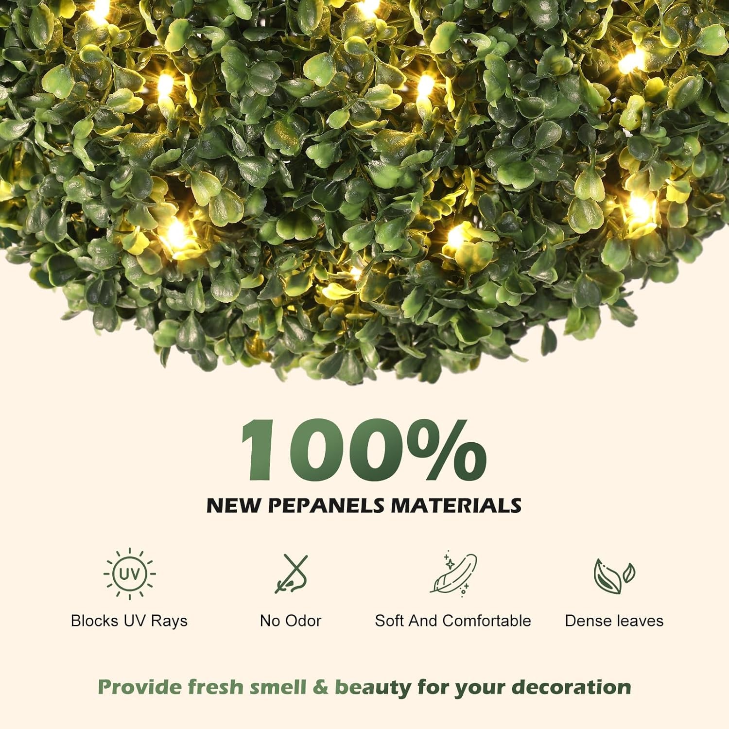 16″ Pre-Lit Artificial Plant with Lights Timer Remote Control Outdoor Ball Tree