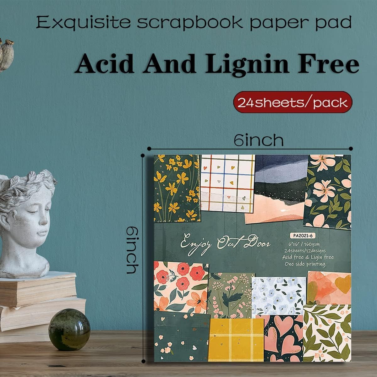 Floral & Pastel Scrapbook Paper 6×6, Cute Cardstock for Junk Journal, Planner, D