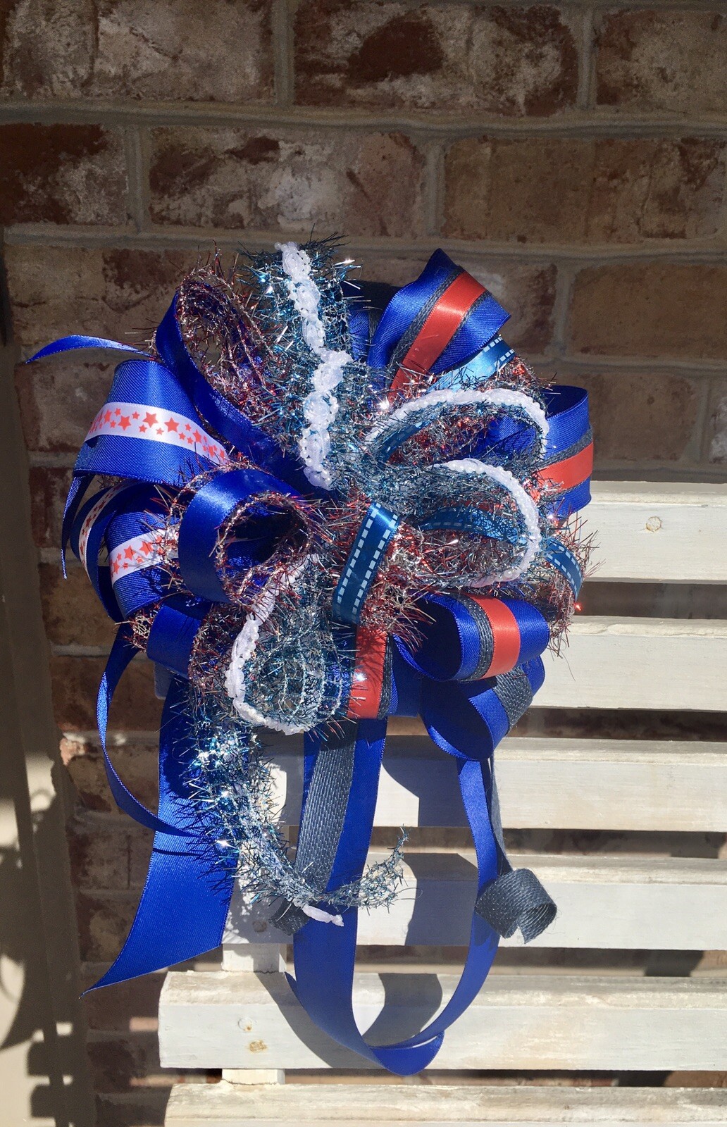 American / 4th Of July Bow For Wreath , Lantern Or Any Decor / Handmade