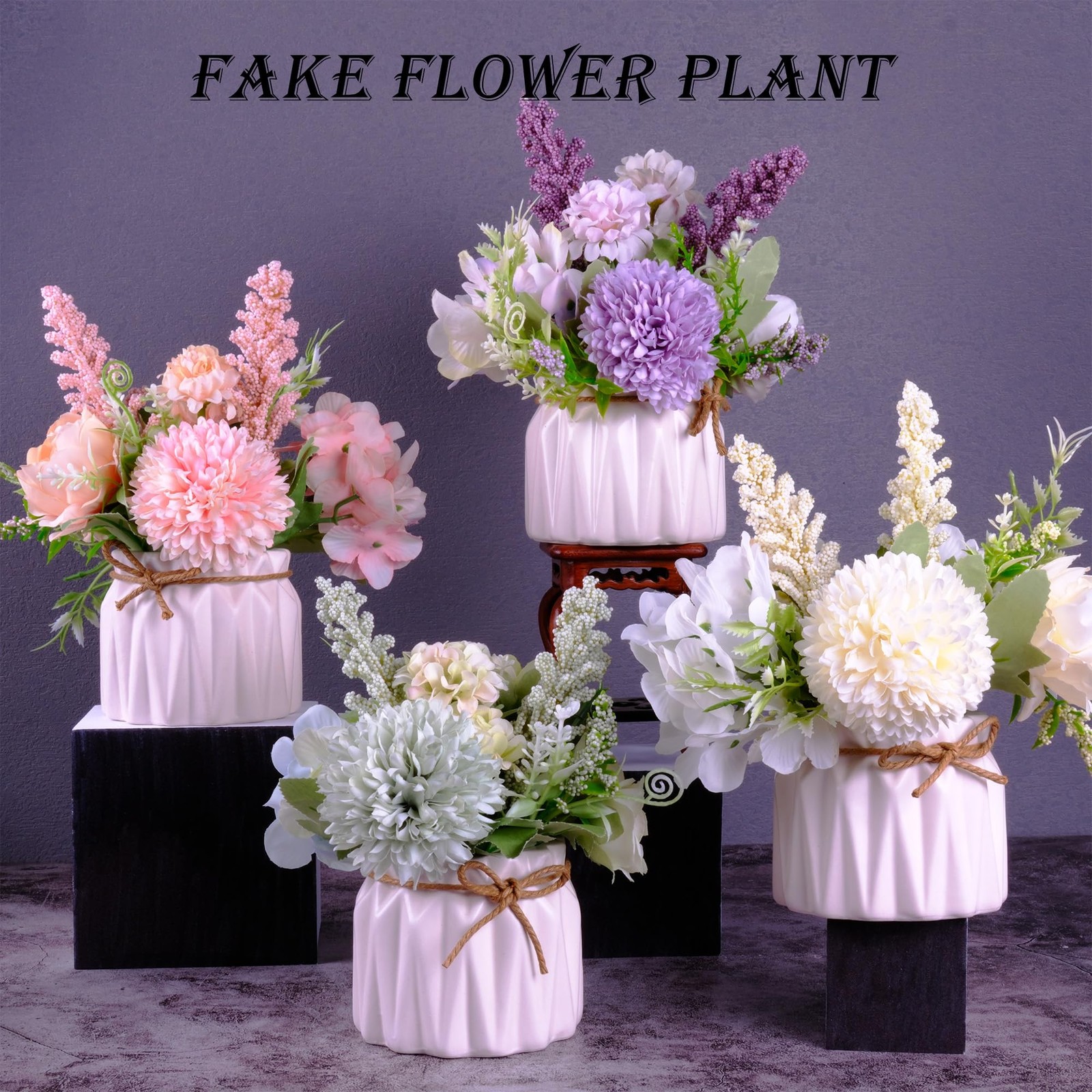Artificial Potted Flower Pink Desktop Decoration Indoor for Home and Office