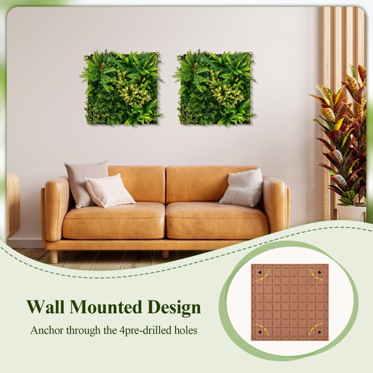 20″ x 20″ Indoor Hanging Artificial Plant Wall w/11 Types of Mixed Faux Plants