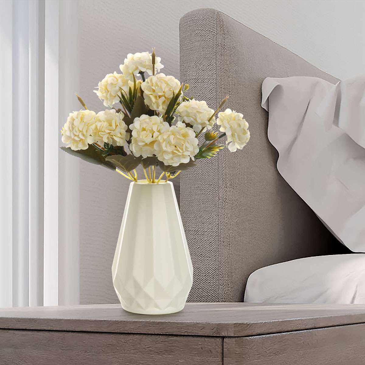 10 Heads Artificial Hydrangea Flowers Bouquet UV Resistant Plants Home Decor