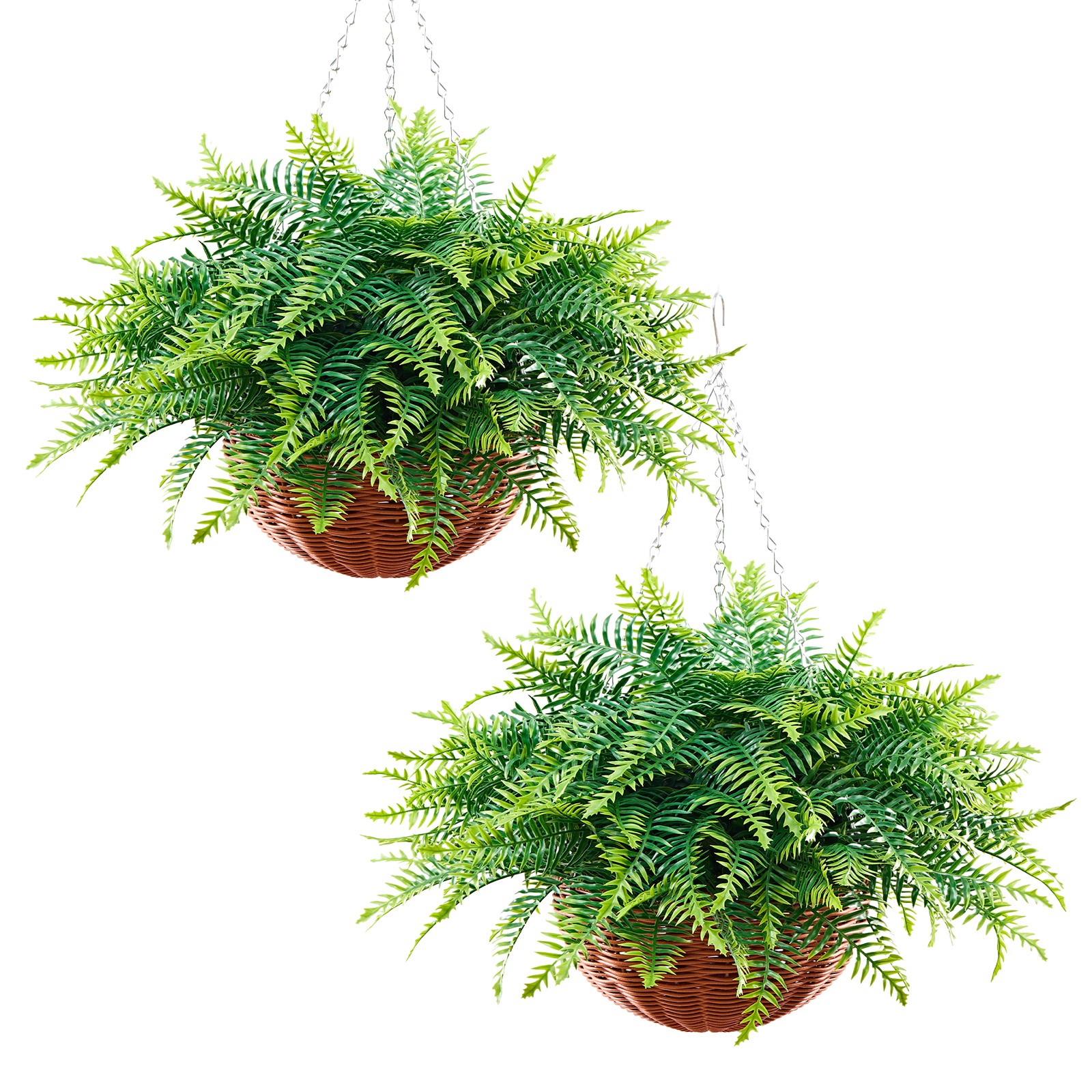 VEVOR 23″ Artificial Hanging Boston Fern Bush Wall Wedding Party Decor 2 Pcs