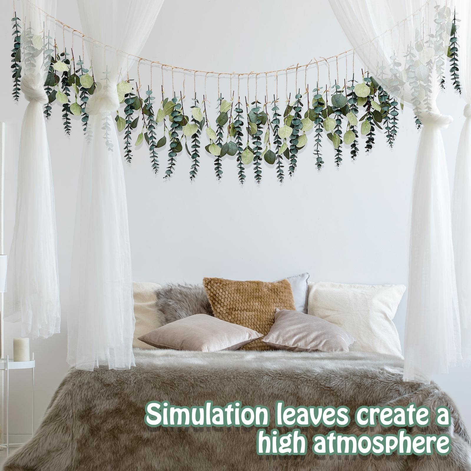 Artificial Hanging Eucalyptus Wall Decor Boho Bedroom Wall Decor with String …