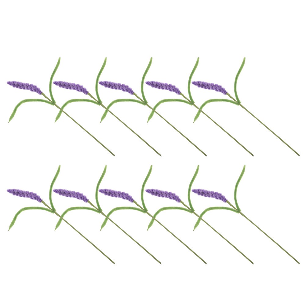10Pcs Reusable Artificial Lavender Stems Purple Fuzzy Chenille Flowers for Decor