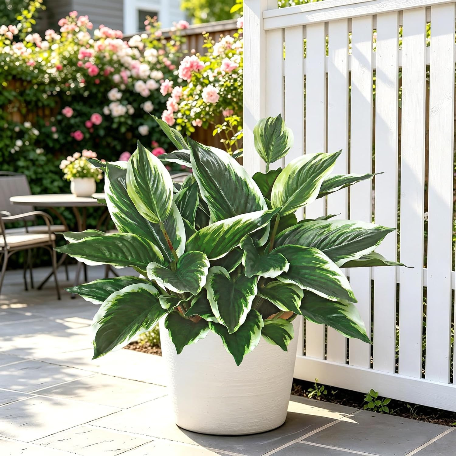 UV Resistant Faux Hostas – 4PCS Outdoor Artificial Plants for Home & Office