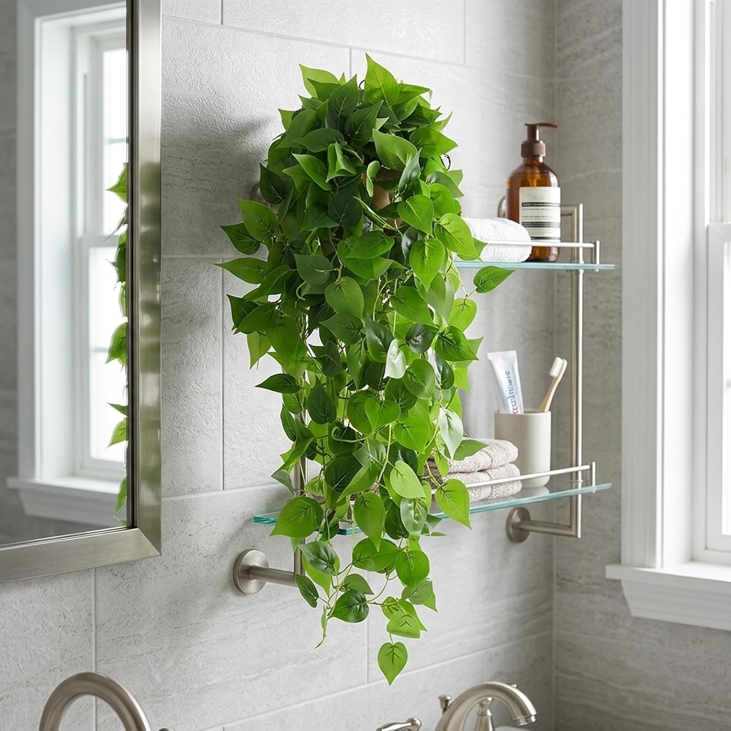 Realistic 3.6ft Ivy Pothos Vines – Set of 2 Faux Hanging Plants for Home Decor