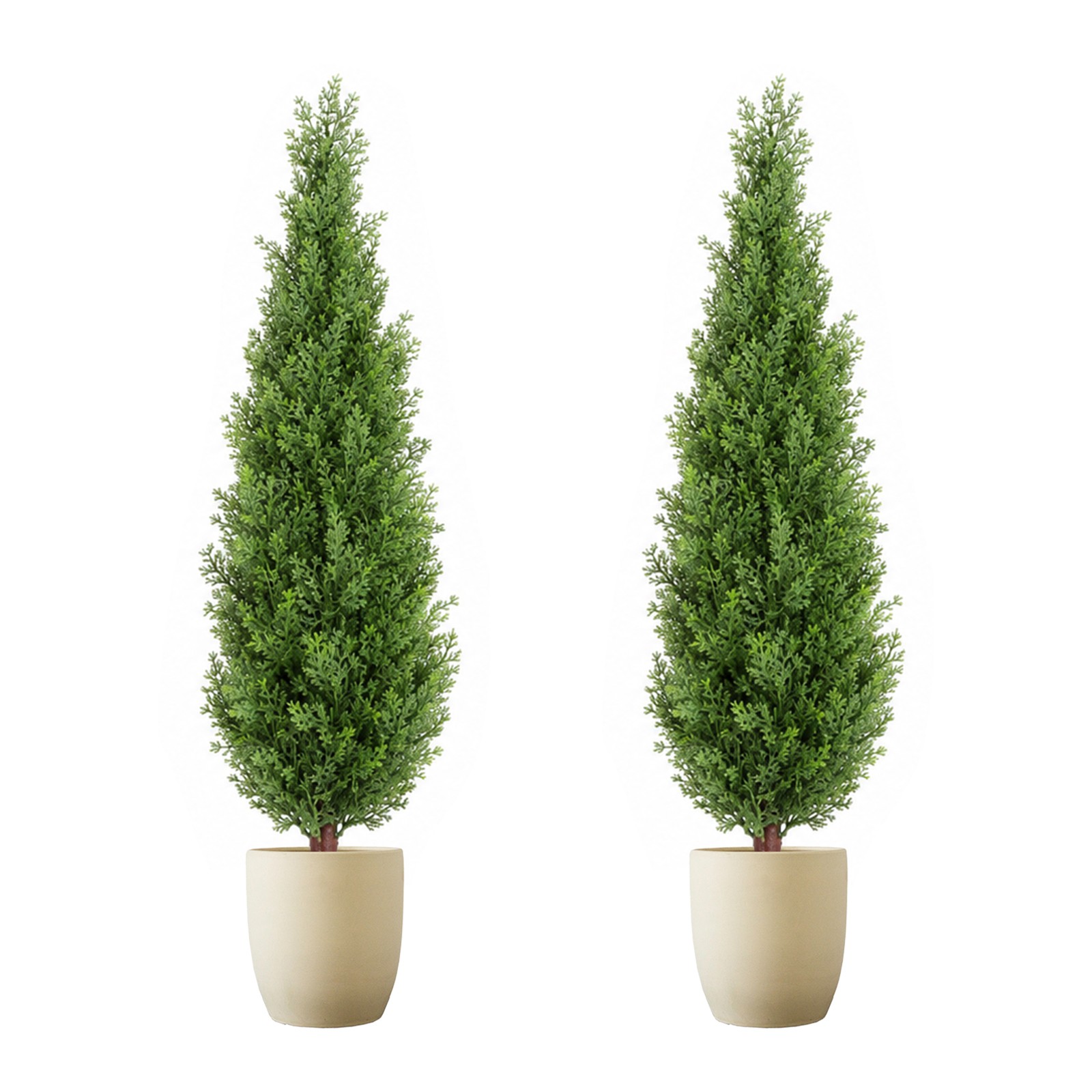 2Pcs 4ft Artificial Cedar Topiary Trees w/ Ground Spike for Porch Garden Office