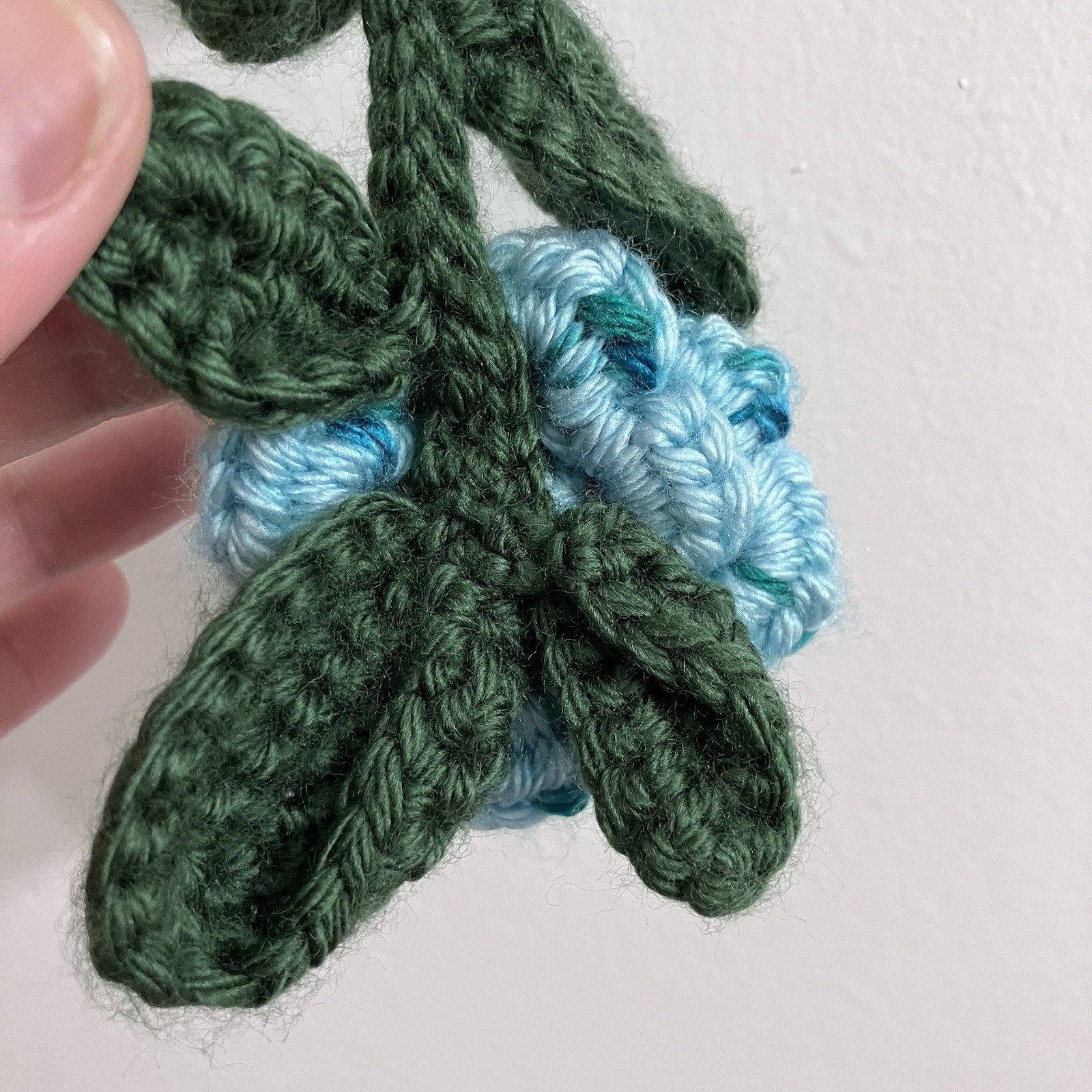 Handmade Crochet Blue Rose Flower Vine Garland Scarflette Boho Cottagecore 50″