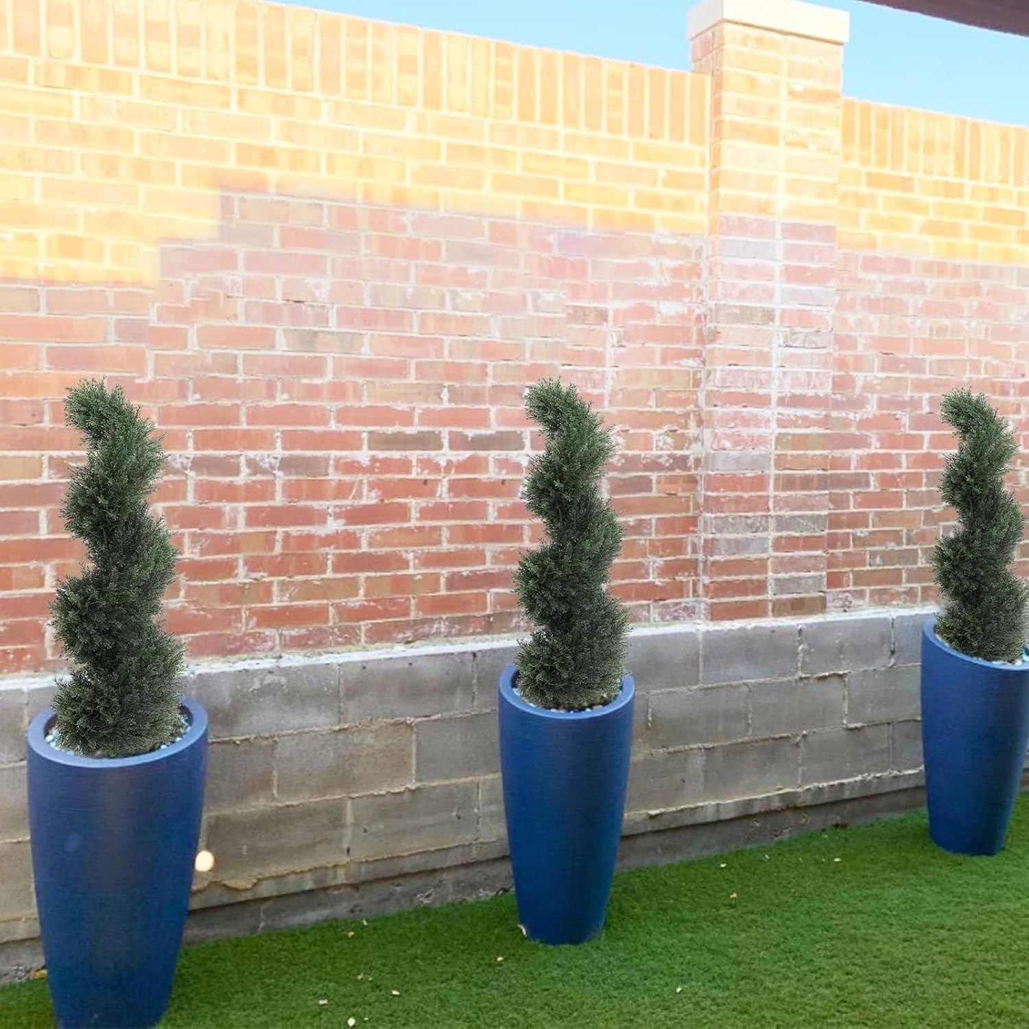 3ft Spiral Artificial Topiary Trees Set of 2 36 inch Faux Cedar Trees Outdoor