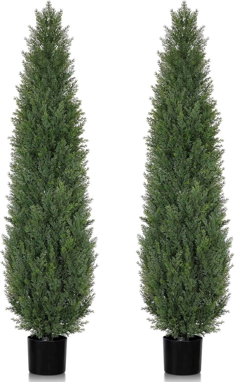 Artificial Cedar Trees for Outdoors Faux Cypress Topiary UV Resistant Set of 2