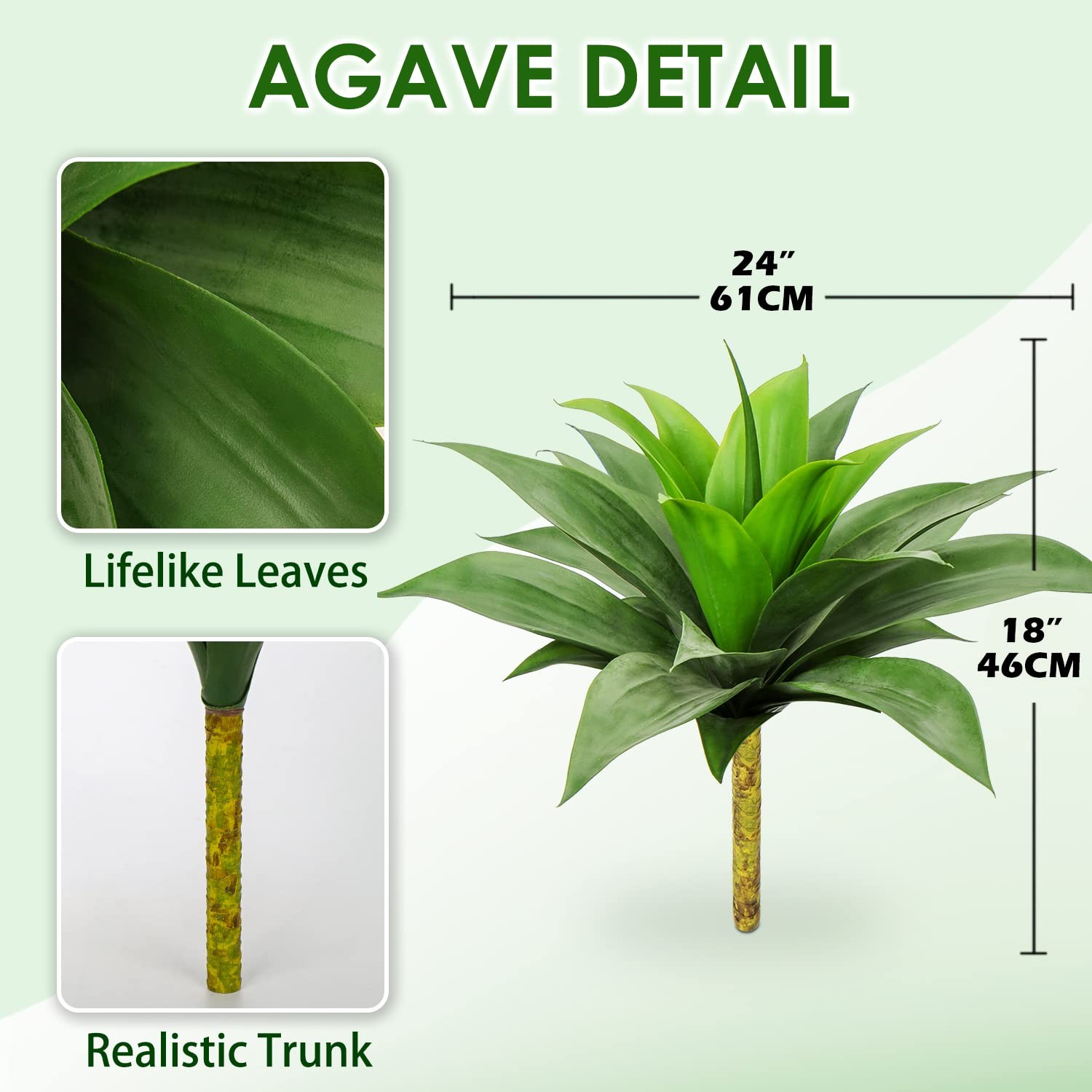 Artificial Agave Succulent Plants, 24 Inch Large Size, Faux Succulents Stems …