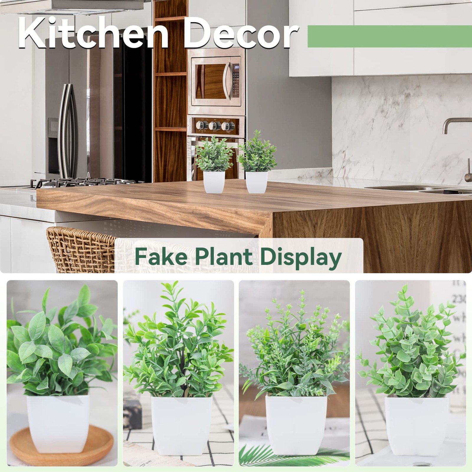 Der Rose 4 Pack Fake Plants Mini Artificial Greenery Potted Plants for Home