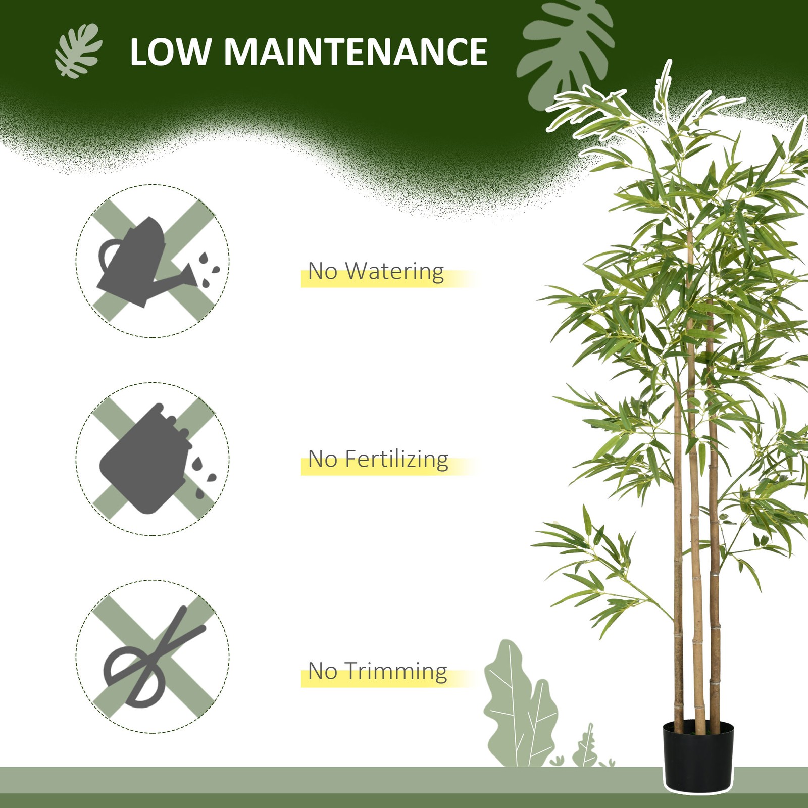 6′ Artificial Tree, Pre-Potted Bamboo for Home Decor, Fake Tree