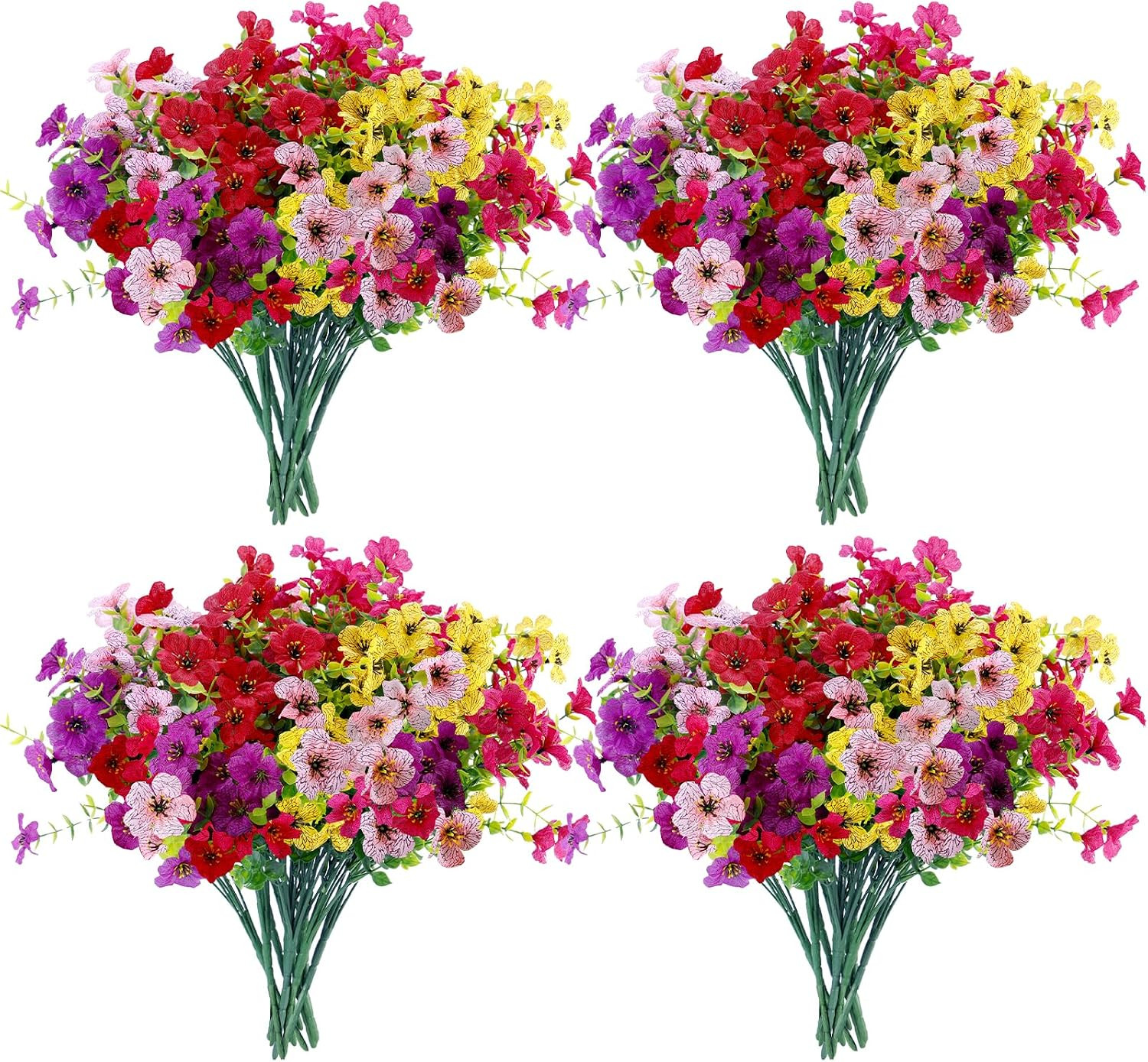 30 Bundles UV Resistant Faux Flowers for Outdoor Spring/Summer Decor