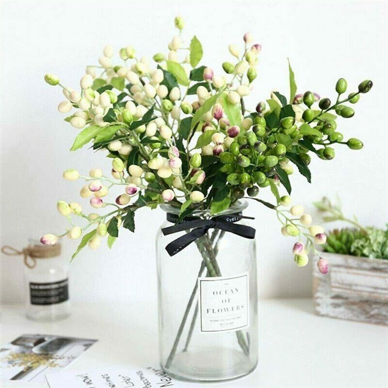 Artificial Berry Flower Fake Olive Fruit Branch Plant Home Decor Flowers Bean