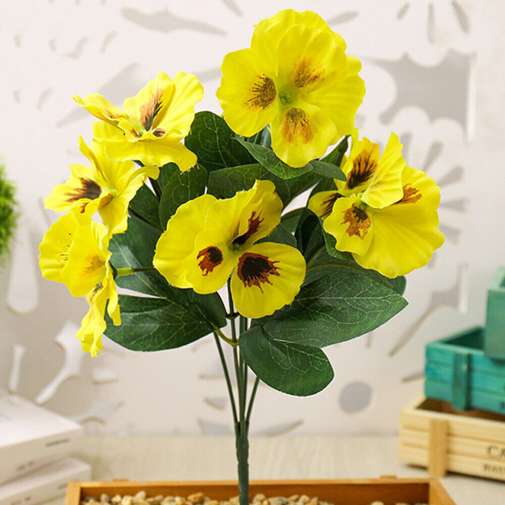 10 Heads Stems Artificial Silk Flowers Pansy Bunch Home Wedding Garden Outdoor