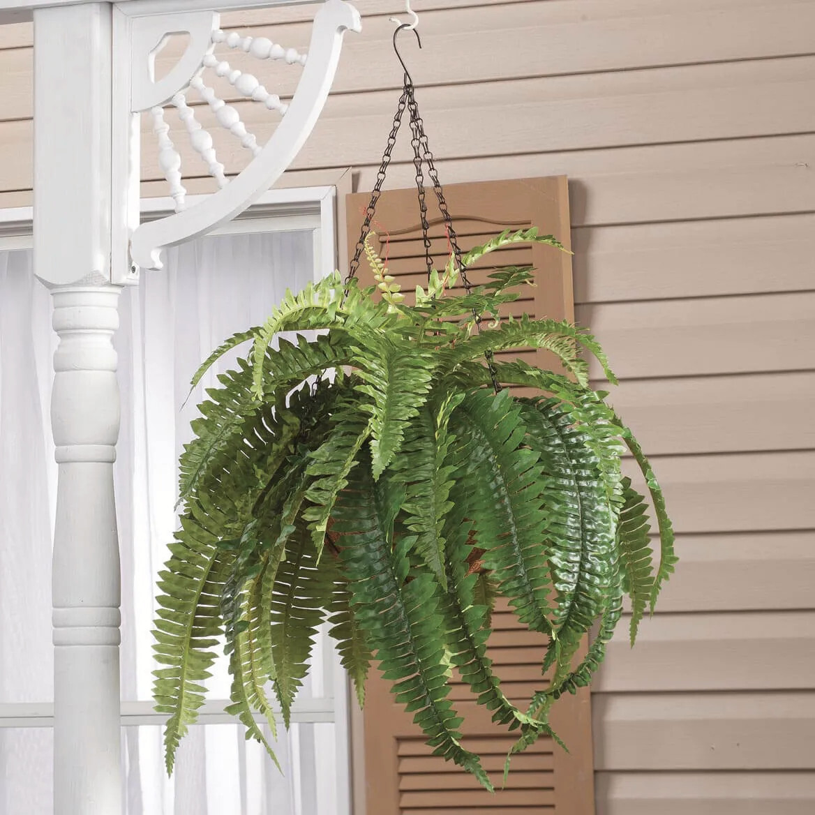 Large Artificial Boston Fern Hanging Basket Indoor Outdoor Patio Garden Decor