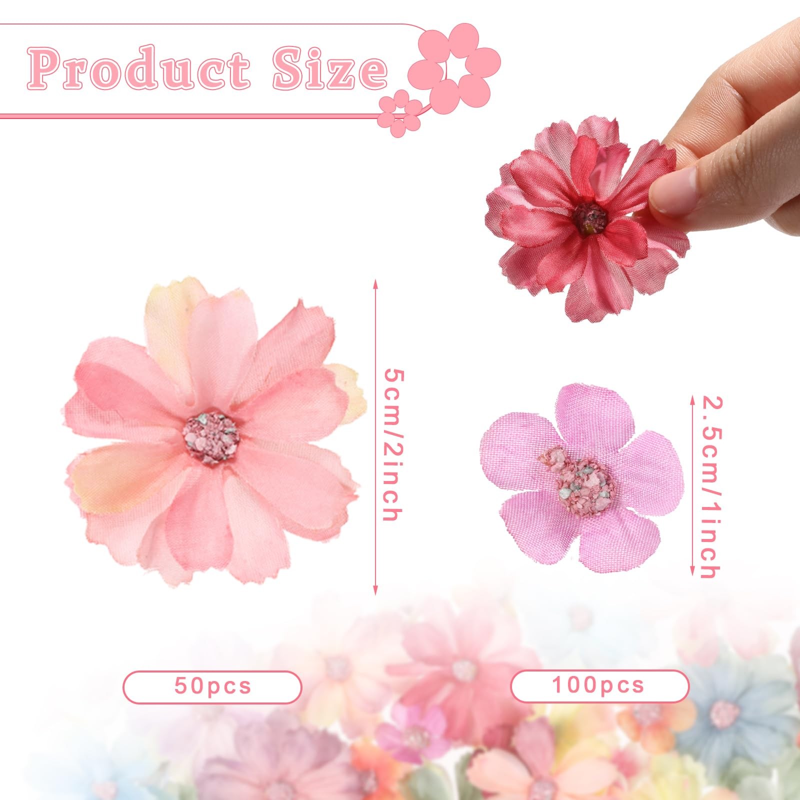 150PCS Small Fake Flowers for Crafts Mini Faux Flower Heads Artificial Flower…